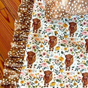 Highland cow throw with ruffles